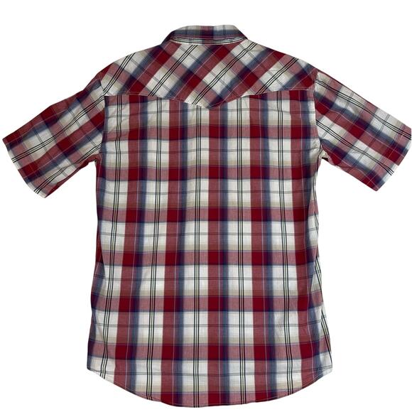 Roper Men’s Short Sleeve Pearl Snap Western Shirt Red Blue Plaid Size L Cowboy - Picture 2 of 9